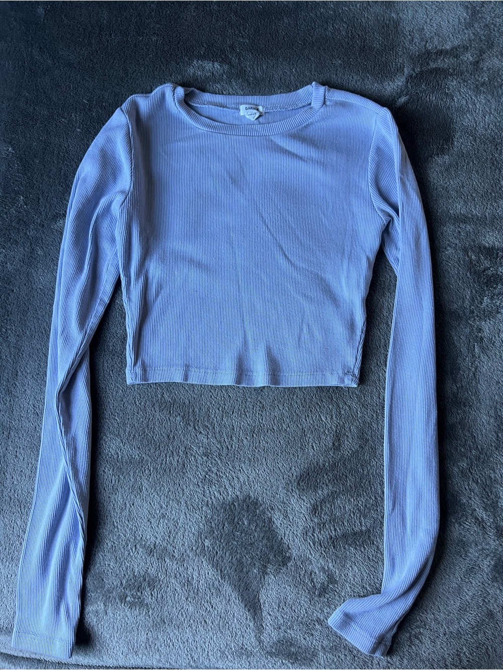 Garage Ribbed Long-Sleeve Blue Crop Top